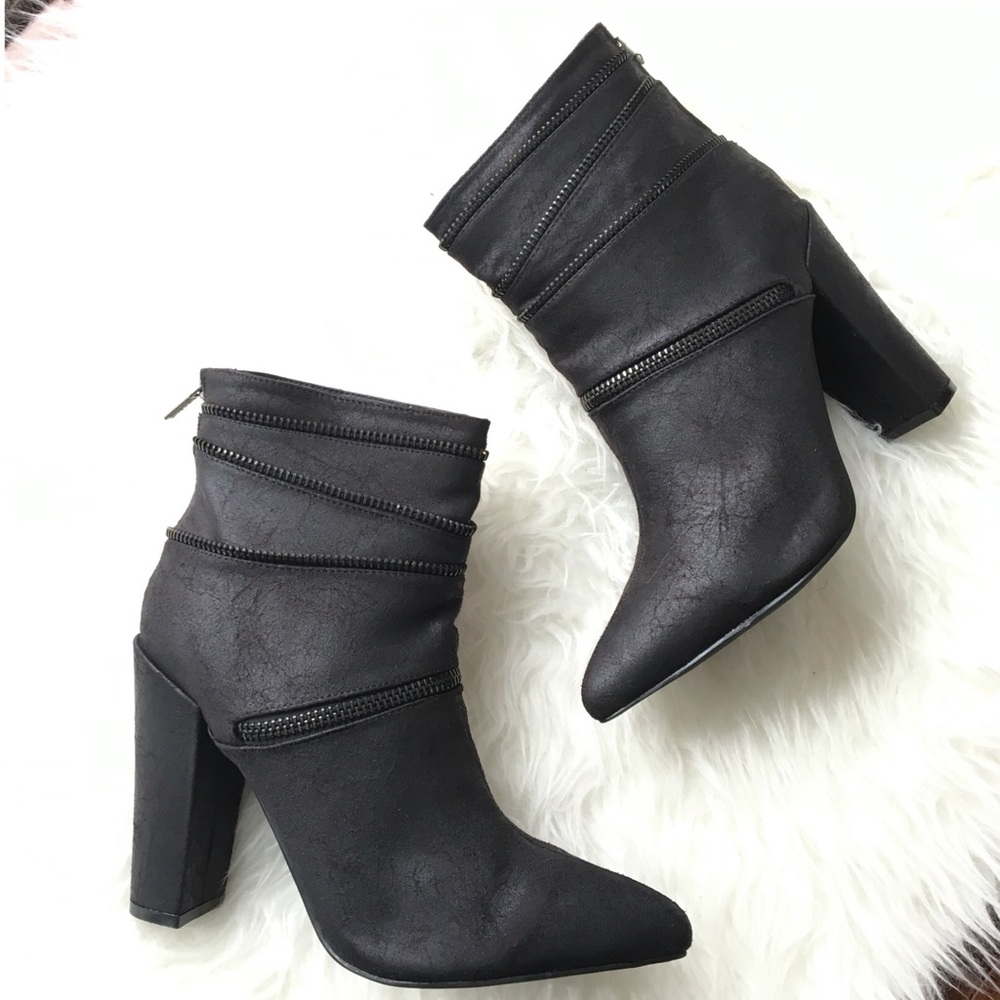 Michael Antonio Crackled PU Leather Booties NWB